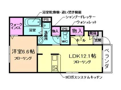 阪急箕面線 箕面駅 徒歩14分 2階建 築7年(1LDK/1階)の間取り写真
