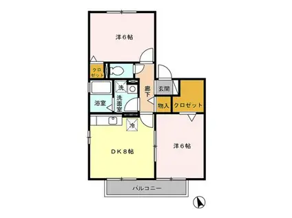 パインテールII(2DK/2階)の間取り写真