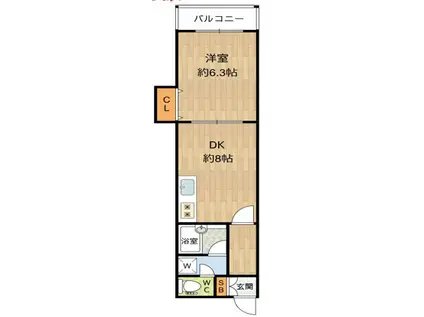 プリオーレ神戸(1DK/1階)の間取り写真