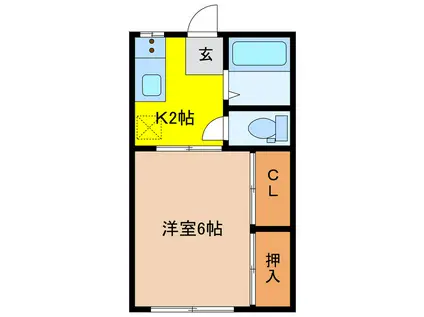 文化アパート(1K/2階)の間取り写真