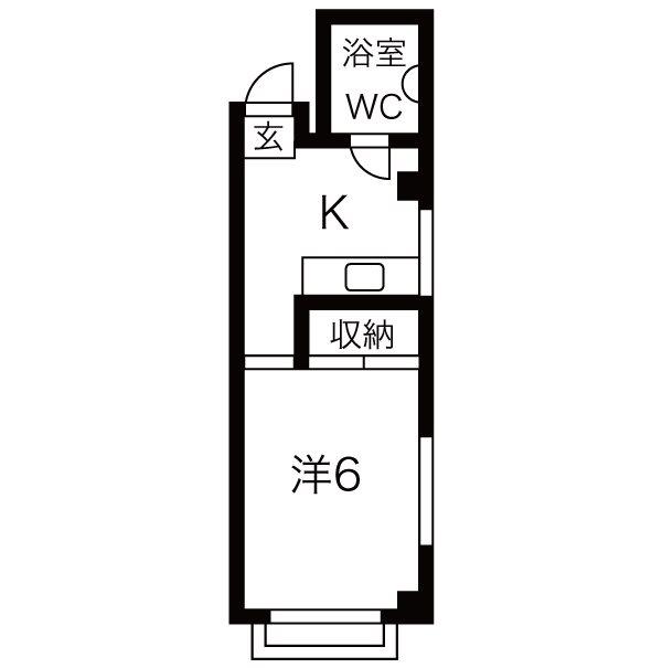 フレンドビル(1K/2階)の間取り写真
