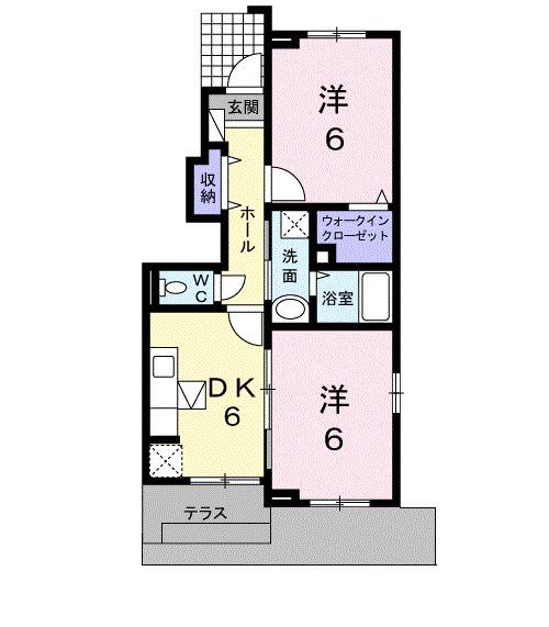 シムリーミナIII(2DK/1階)の間取り写真