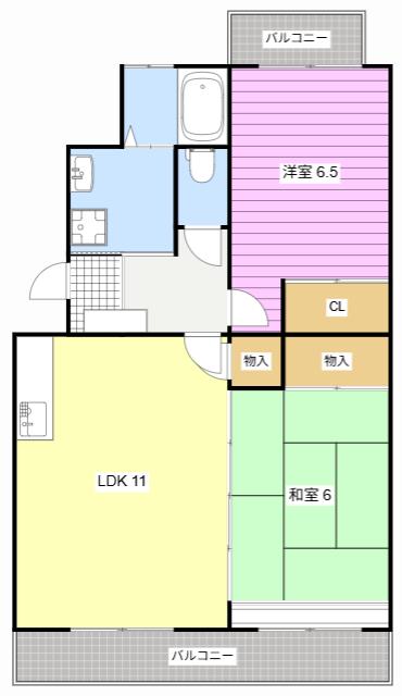 アクシア飯田(2LDK/1階)の間取り写真