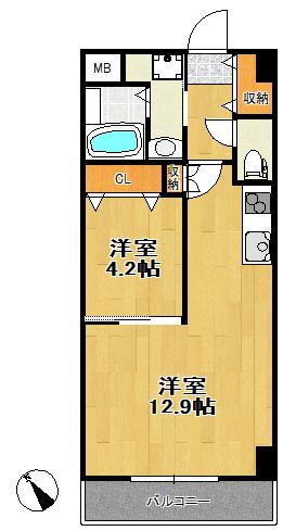 アークデュオ仙台宮町(1LDK/7階)の間取り写真