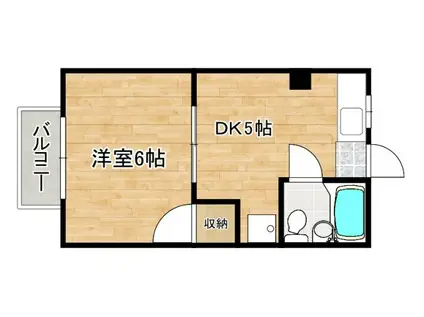 レピュートDORM峰高(1DK/1階)の間取り写真