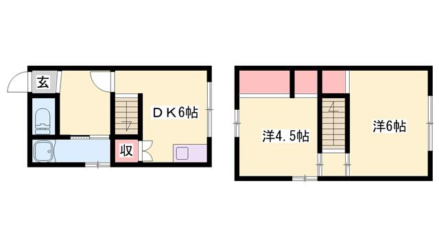 夢前メゾネット(2DK/2階)の間取り写真
