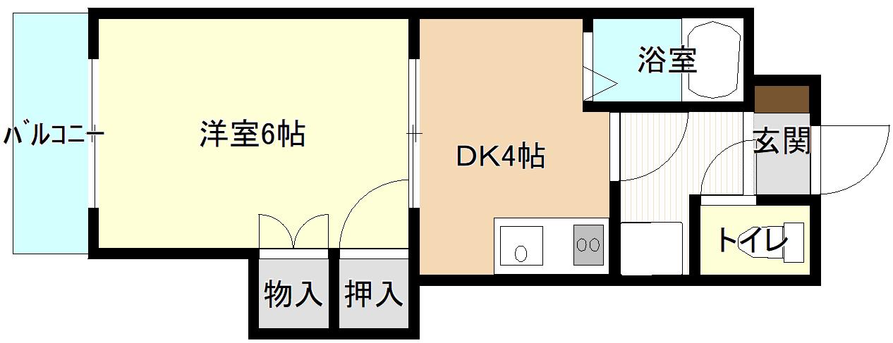 パル翠町(1K/1階)の間取り写真
