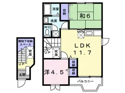 グリーンコート東館D(2LDK/2階)の間取り写真