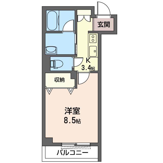 シャルムローズ(1K/1階)の間取り写真