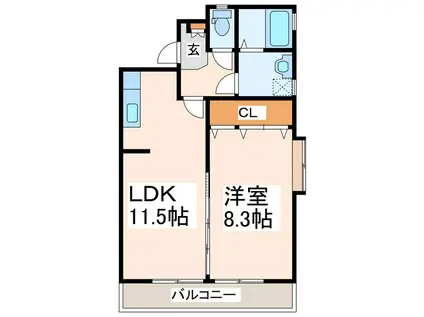 緑川マンション (1LDK/4階)の間取り写真
