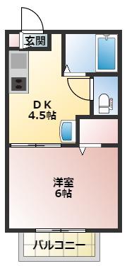 ピュアメゾンB棟(1DK/1階)の間取り写真