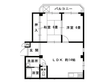 サンマンション(2LDK/4階)の間取り写真