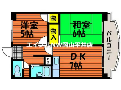 ふぁみーるらぽむ(2DK/2階)の間取り写真