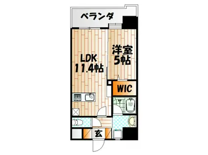 ガーデンコート砂津(1LDK/9階)の間取り写真