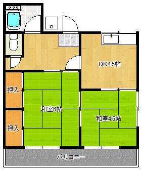 仲竹ハイツ(2DK/2階)の間取り写真