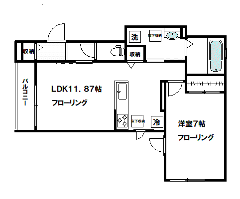 VA BENE武蔵小山(1LDK/2階)の間取り写真