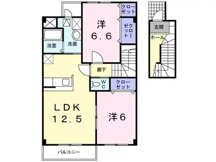 コンフォートHONDA(2LDK/2階)の間取り写真