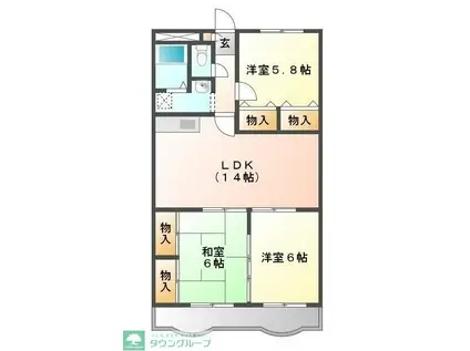 サンエステートA棟(3LDK/1階)の間取り写真