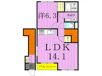 グリーンキャッスルV(1LDK/2階)の間取り写真