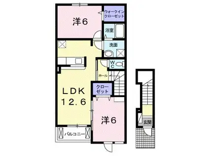 ソレイユS(2LDK/2階)の間取り写真