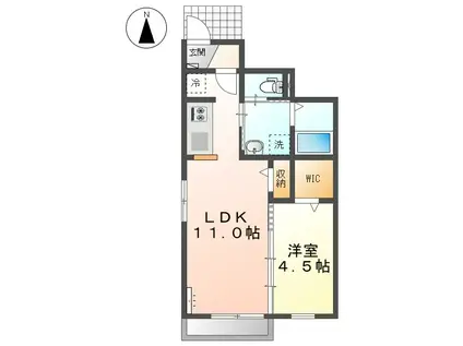 LA TROIS マルベリー A(1LDK/1階)の間取り写真