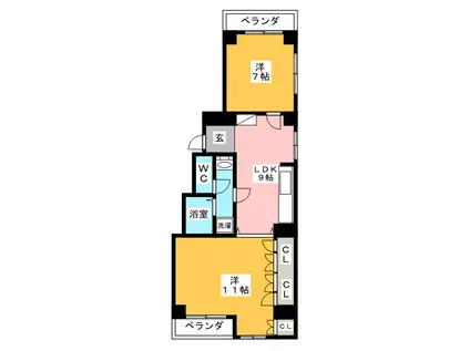 ストークハイム緑町(2LDK/2階)の間取り写真