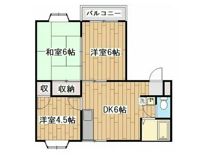 フローラII(3DK/1階)の間取り写真