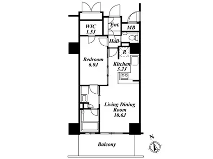 プライムアーバン新宿夏目坂タワーレジデンス(1LDK/21階)の間取り写真