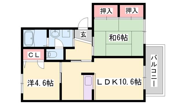 シャーメゾンさくら坂 F棟(2LDK/2階)の間取り写真