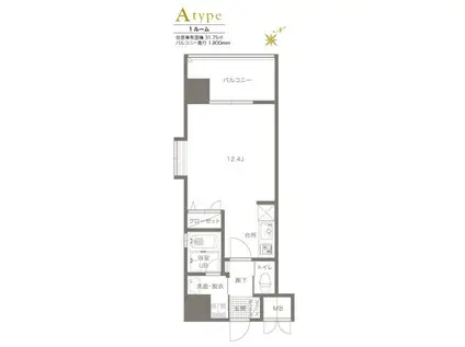 エトゥール山王公園(ワンルーム/9階)の間取り写真