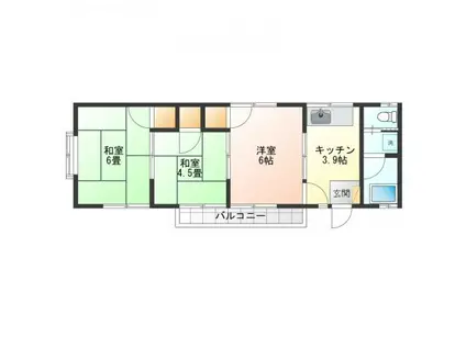 コーポ央高(3K/2階)の間取り写真