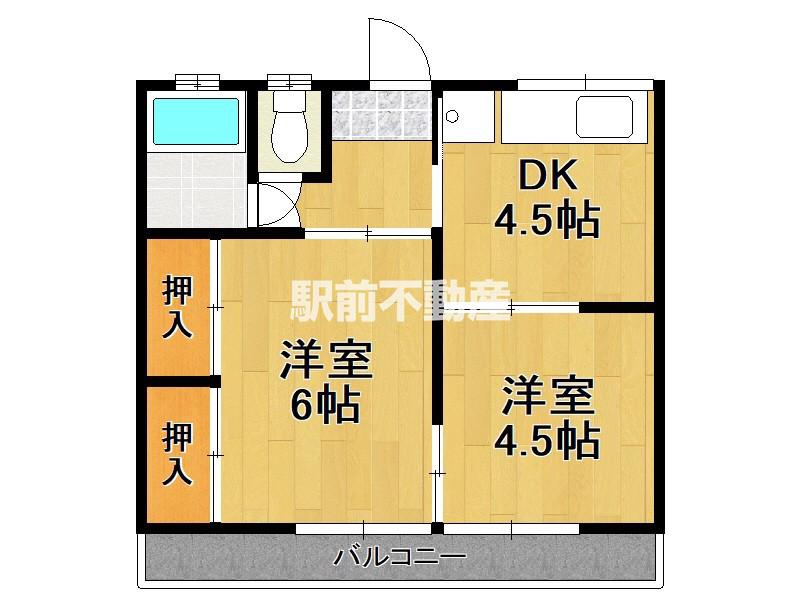 上の畑アパート(2DK/2階)の間取り写真