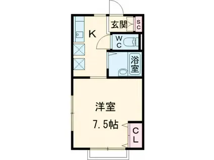 リロハイツ(1K/2階)の間取り写真