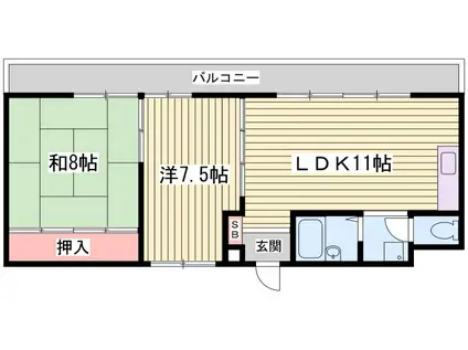 シャトー第一土山(2LDK/5階)の間取り写真
