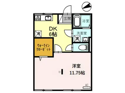 POPO(1DK/2階)の間取り写真