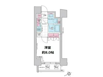 ステラメゾン三軒茶屋(1K/14階)の間取り写真