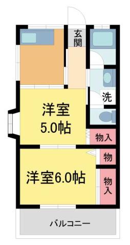 明和コーポ(2DK/2階)の間取り写真