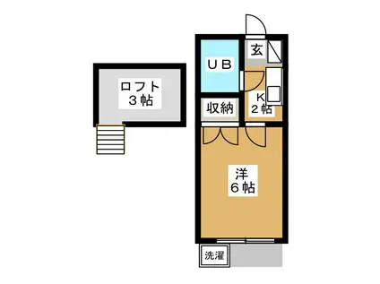 セドルハイム三鷹C(1K/1階)の間取り写真