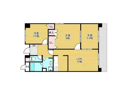 アビタシオンIII(3LDK/2階)の間取り写真