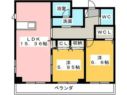 レガーロ掛川(2LDK/3階)の間取り写真