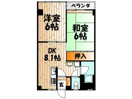 第12小倉三萩野IR BLD(2DK/5階)の間取り写真