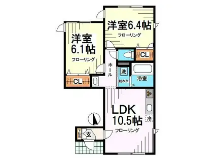 ライズ砧(2LDK/1階)の間取り写真