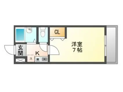 スクエアメゾン鈴蘭台(ワンルーム/1階)の間取り写真