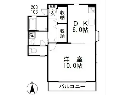 ジンジャーエールII(1DK/1階)の間取り写真