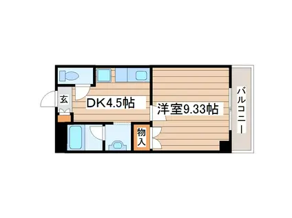 パセオ保春院(1DK/2階)の間取り写真