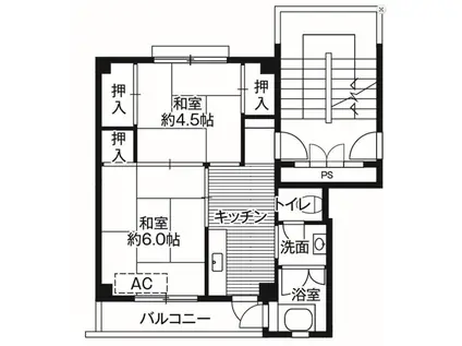 ビレッジハウス竜田 3号棟(2K/1階)の間取り写真