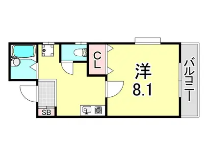 ゴールドツリー(1K/3階)の間取り写真