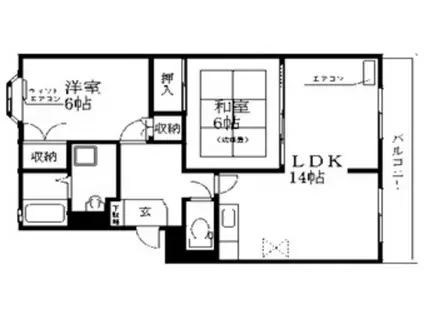 ドミール高野(2LDK/3階)の間取り写真