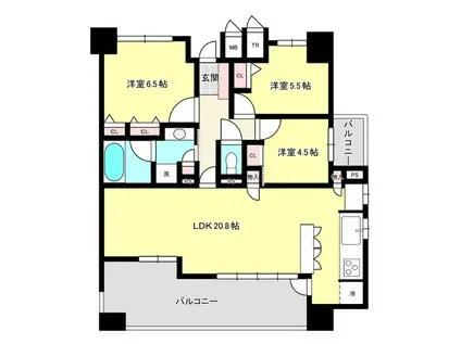 プレミスト泉中央駅前(3LDK/14階)の間取り写真