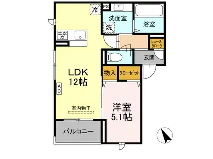 D-ROOM上石田(1LDK/1階)の間取り写真